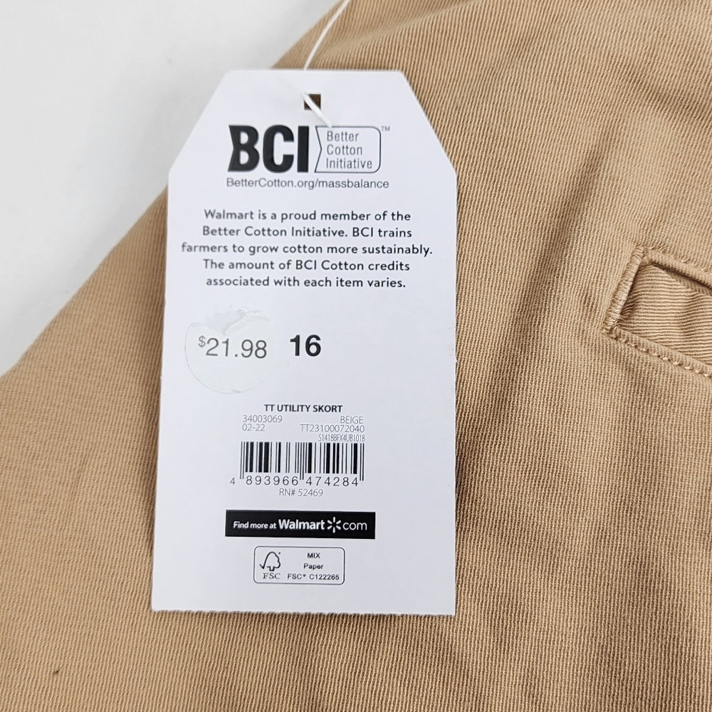 NWT Time And Tru Women's Utility Skort Size 16 Beige - Picture 12 of 13